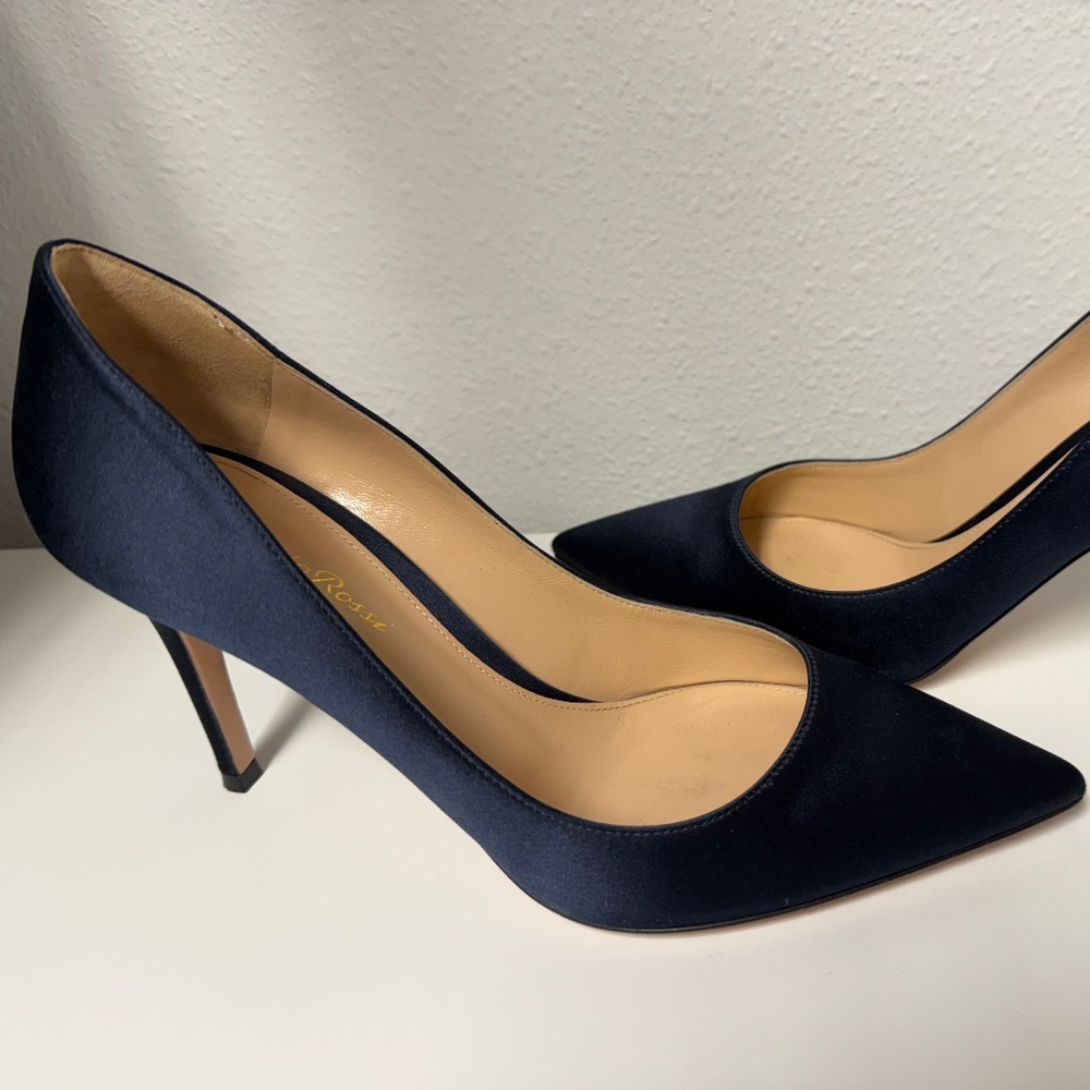 Sergio Rossi 85 pumps - navy satin - size EU38